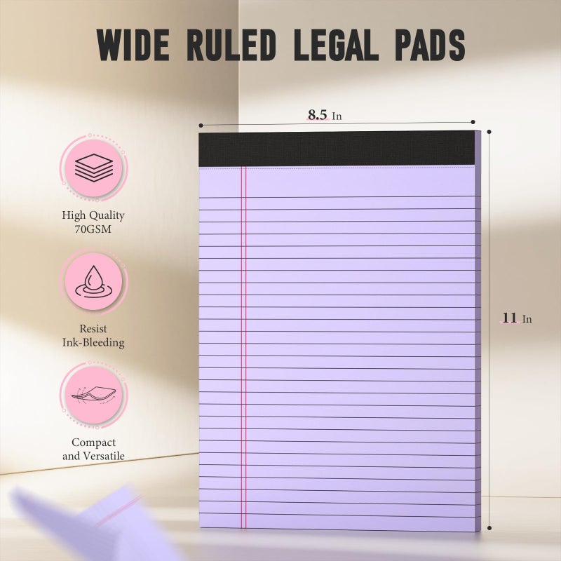 PINJINGPRO 36 Pack Legal Pads 8.5 x 11, Note Pads 8.5 x 11, Wide Ruled Colored Legal Pads, Multicolor Notepads 8.5 x 11 with Sturdy White Back, 30 Sheet/Notepad, Writing Pad for School, Home, Office - Image 2